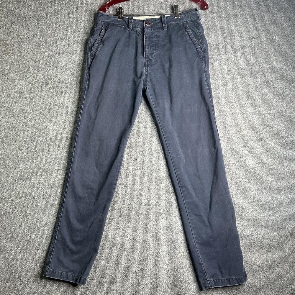 Abercrombie Fitch Straight Leg Chino Pants Mens 30x32 Faded Blue Zip Fly